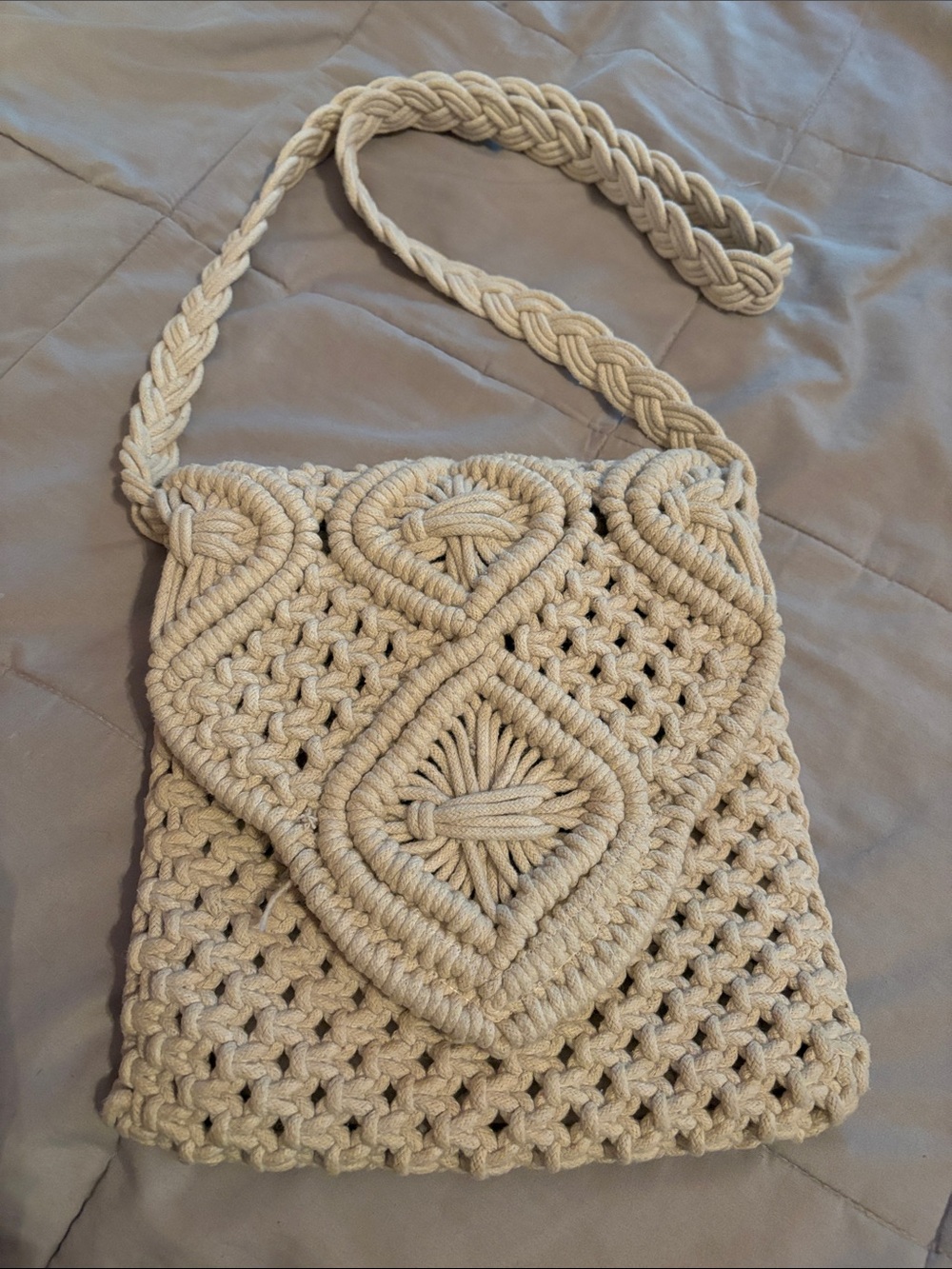 Tommy Bahama Cream Macramé Crossbody Bag